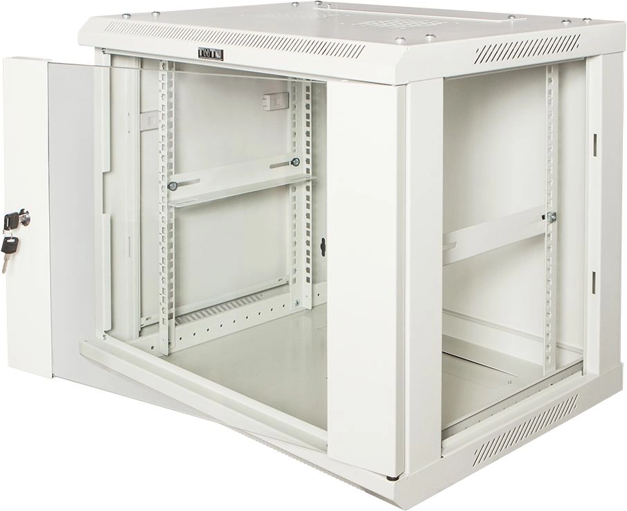 Шкаф коммутационный Lanmaster (TWT-CBW3G-15U-6X6-GY) настенный 15U 600x600мм пер.дв.стекл 2 бок.пан. задн.дв.спл.стал.лист 60кг серый 441мм 768мм IP20 сталь — миниатюра 2
