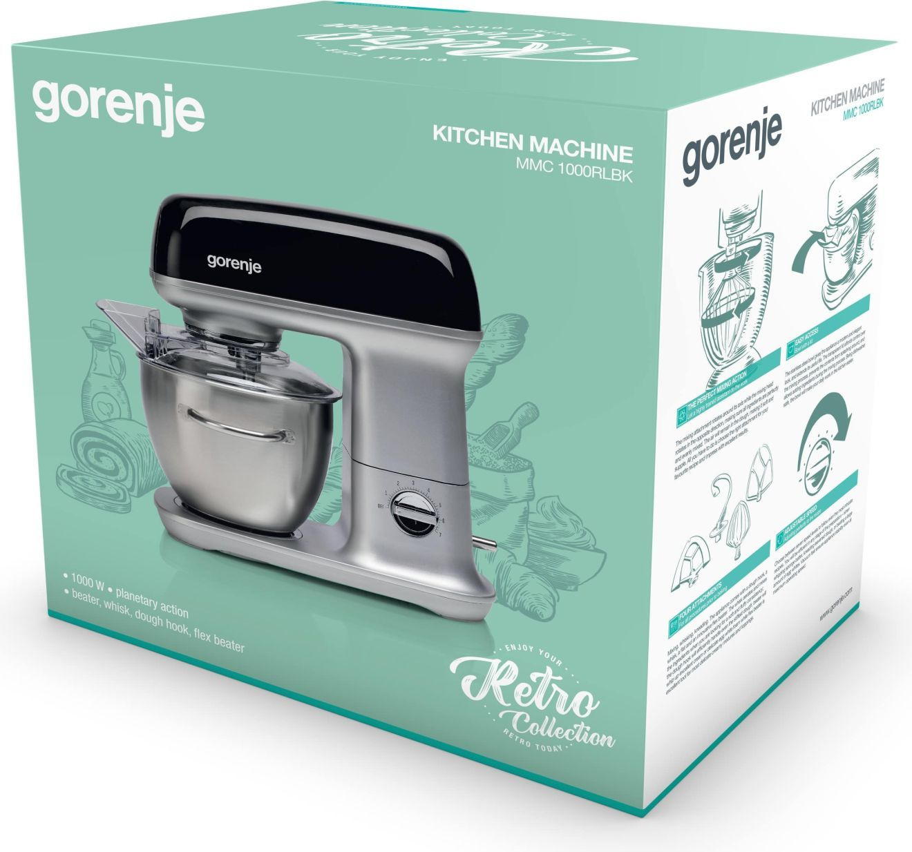 Кухонная машина Gorenje MMC1000RLBK планетар.вращ. 1000Вт черный — миниатюра 6