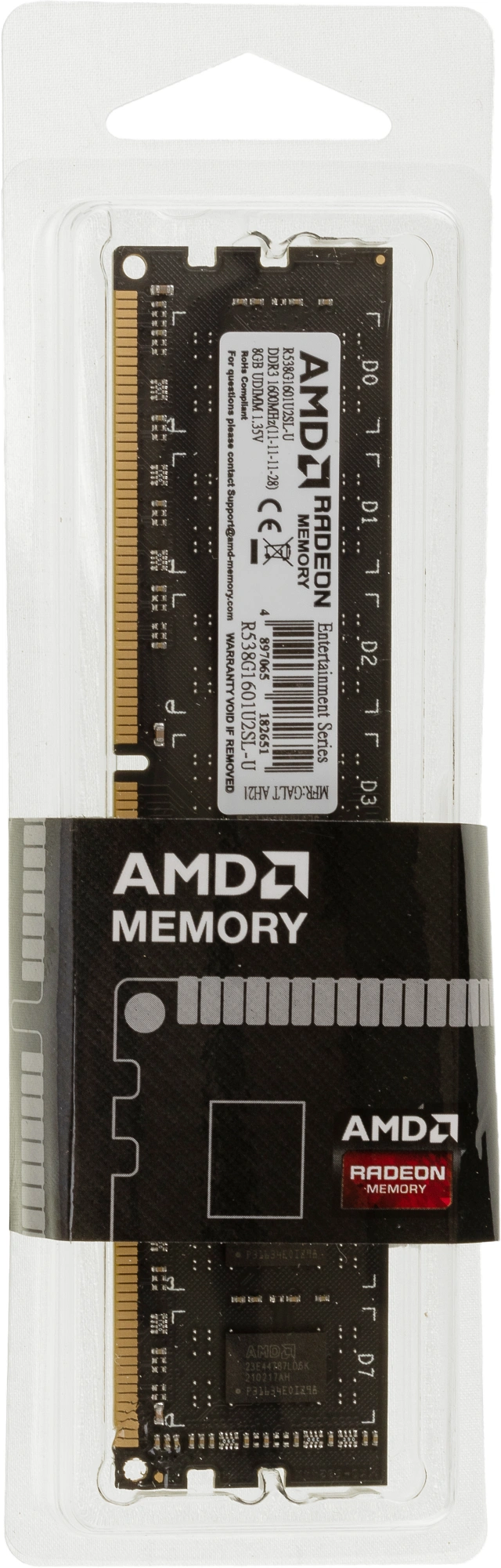 Память DDR3L 8GB 1600MHz AMD R538G1601U2SL-U RTL PC3-12800 CL11 DIMM UDIMM 240-pin 1.35В Ret