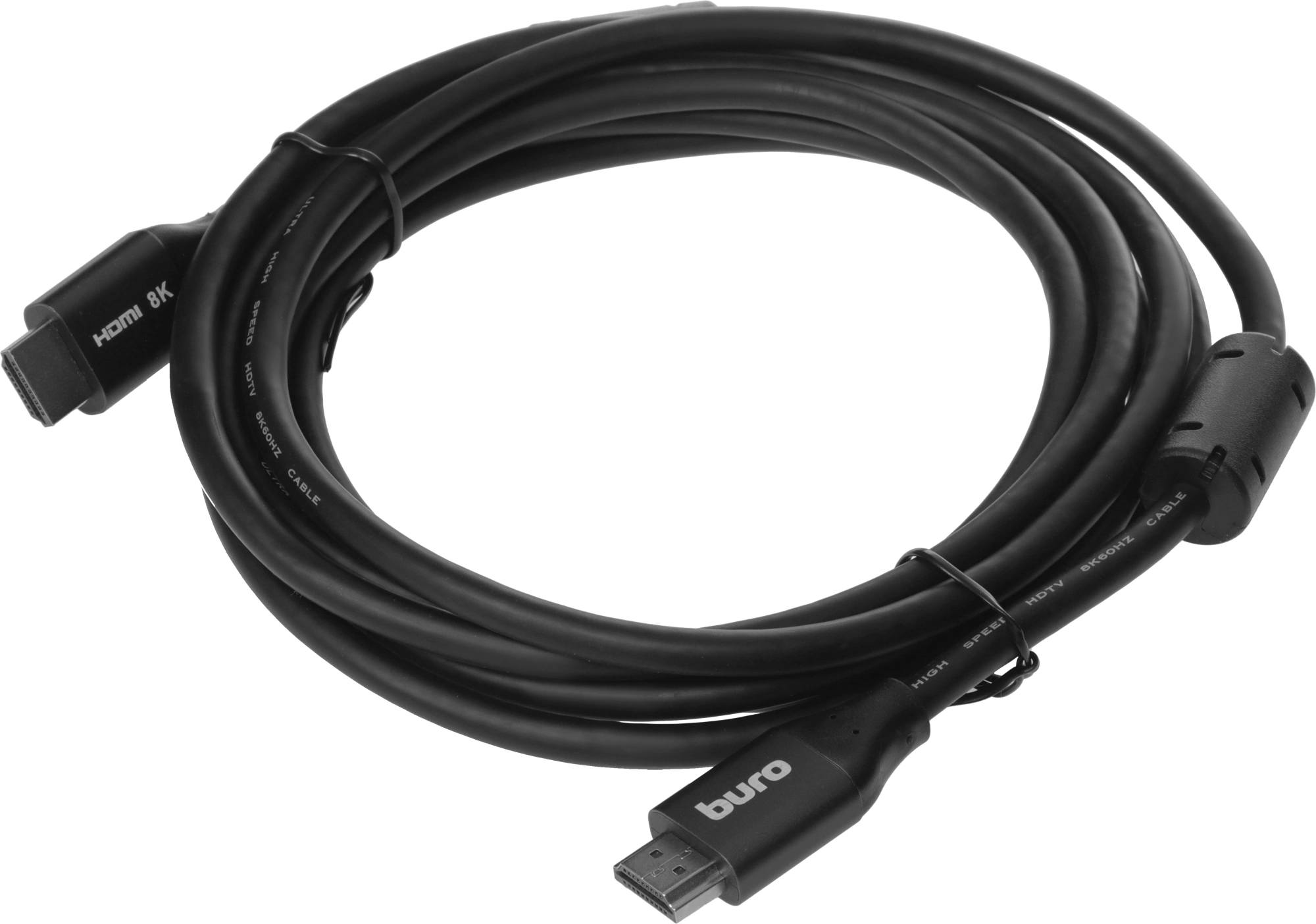 Кабель аудио-видео Buro HDMI (m)/HDMI (m) 3м. феррит.кольца позолоч.конт. черный (BHP-HDMI-2.1-3G) — миниатюра 3