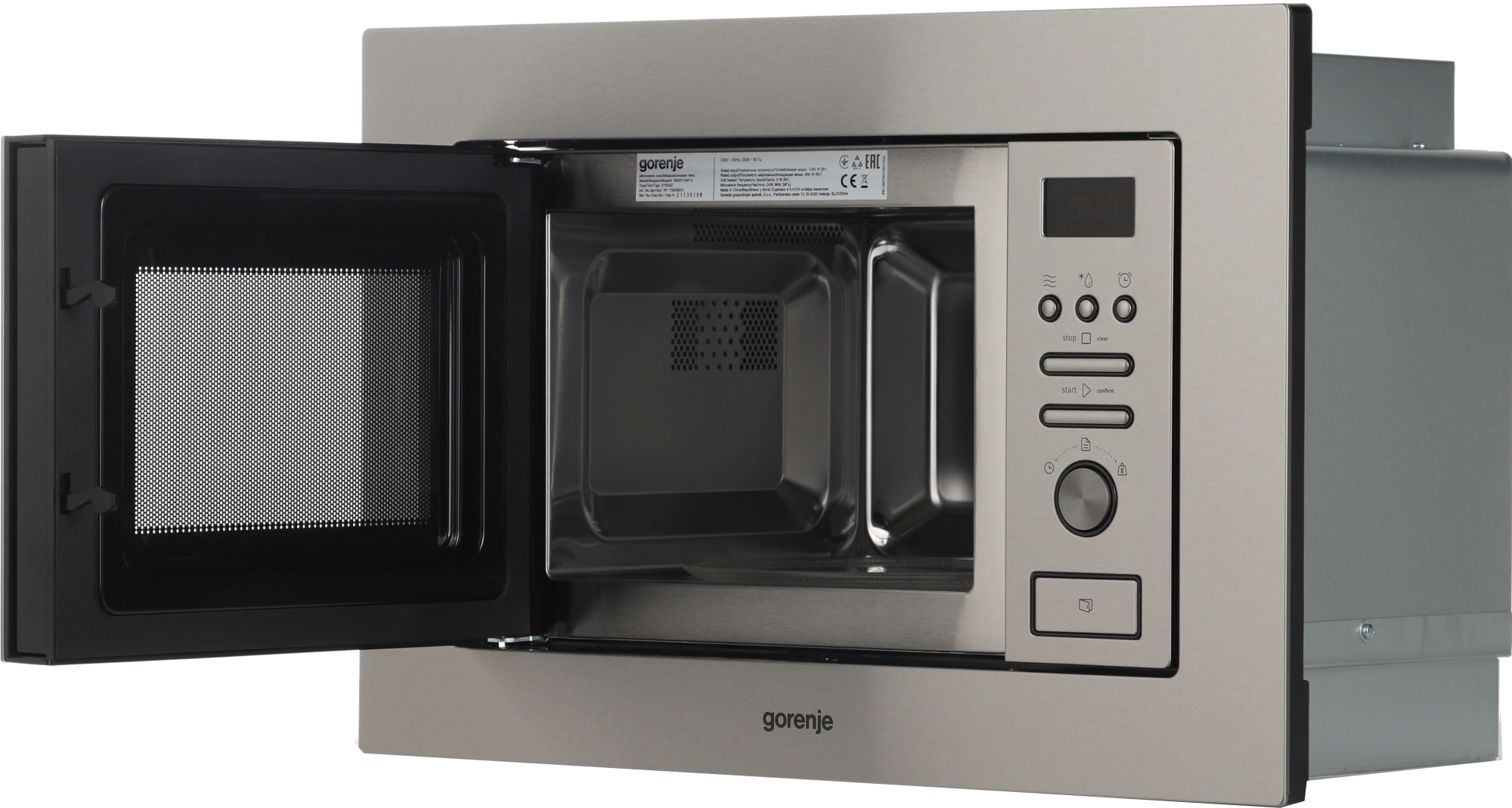 Микроволновая печь Gorenje BM201AM1X 20л. 800Вт нержавеющая сталь/черный (встраиваемая) — миниатюра 2