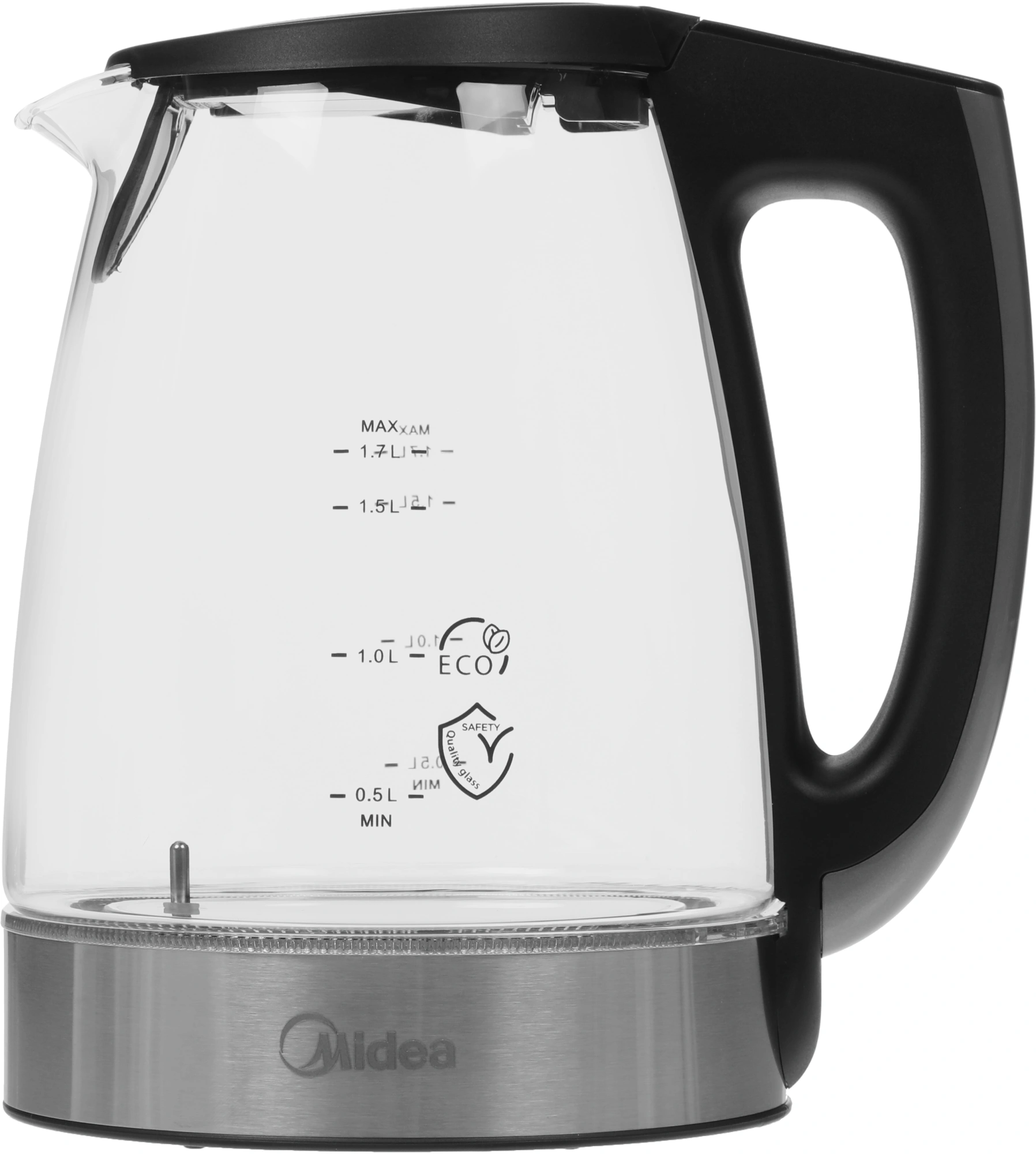 Чайник электрический Midea MK-8019 1.7л. 2200Вт серебристый/черный корпус: стекло — миниатюра 15