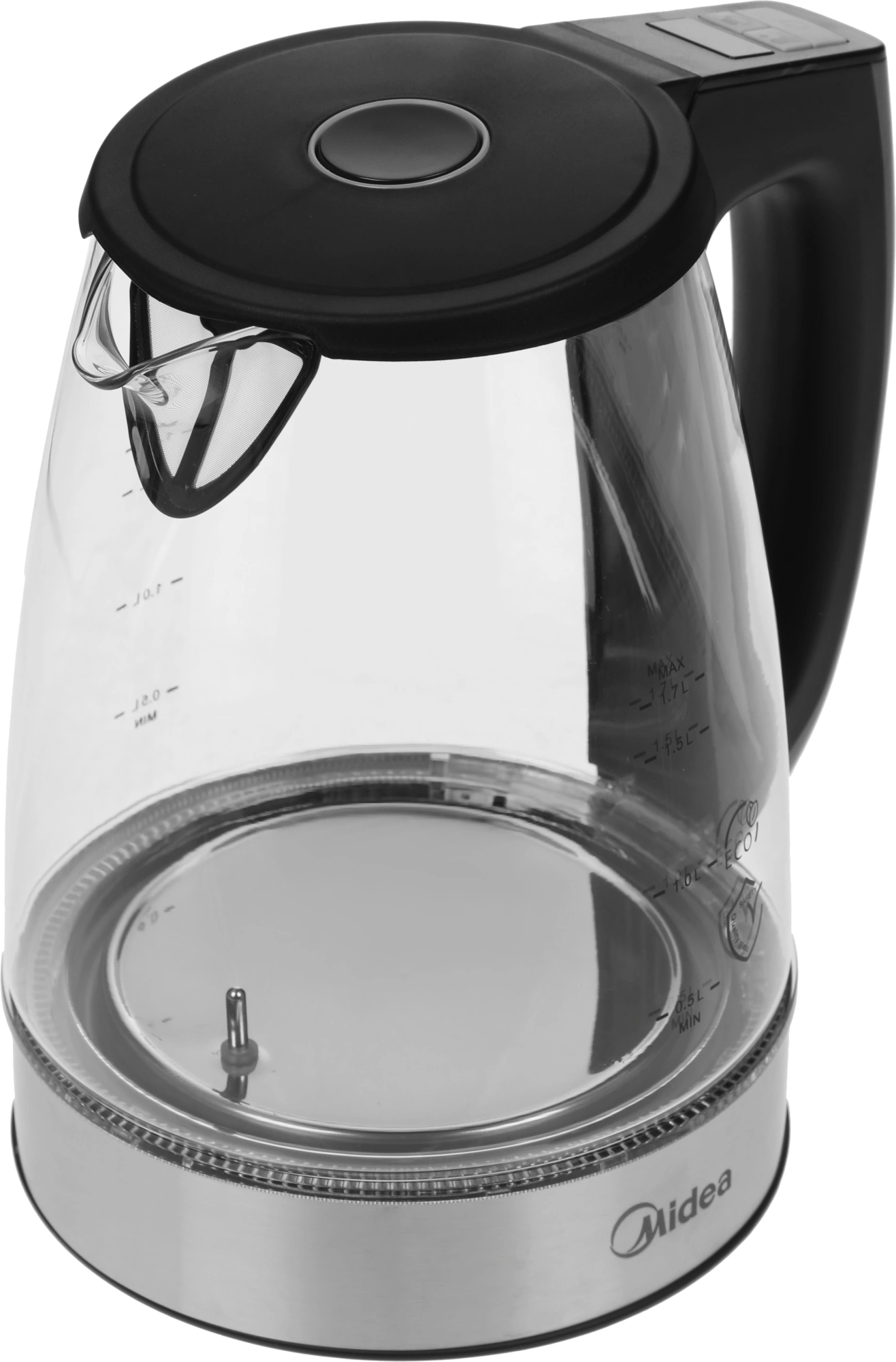 Чайник электрический Midea MK-8019 1.7л. 2200Вт серебристый/черный корпус: стекло — миниатюра 4