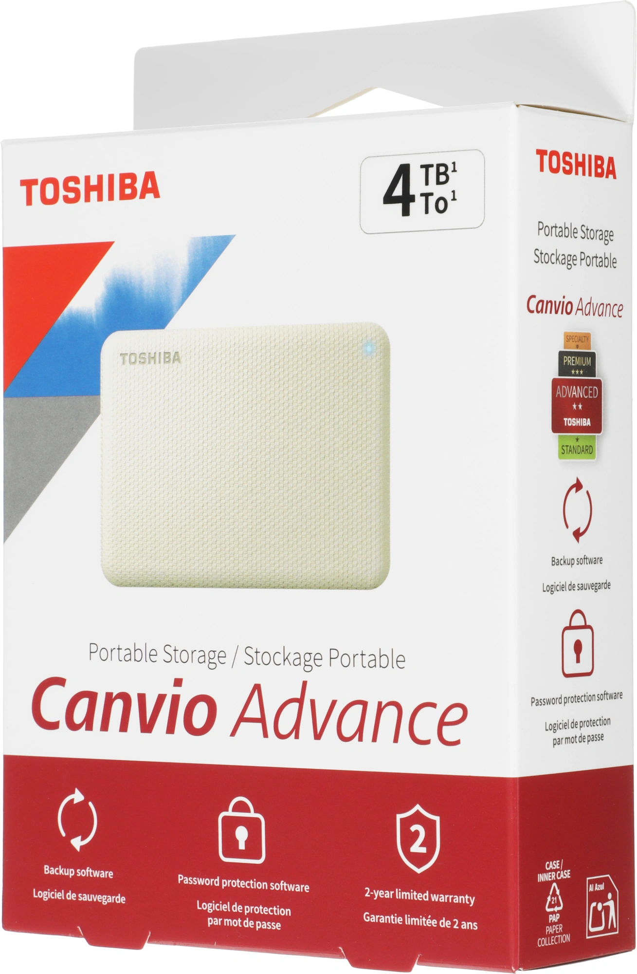 Жесткий диск Toshiba USB3.0 4TB HDTCA40EW3CA Canvio Advance 2.5" светло-бежевый — фото 1