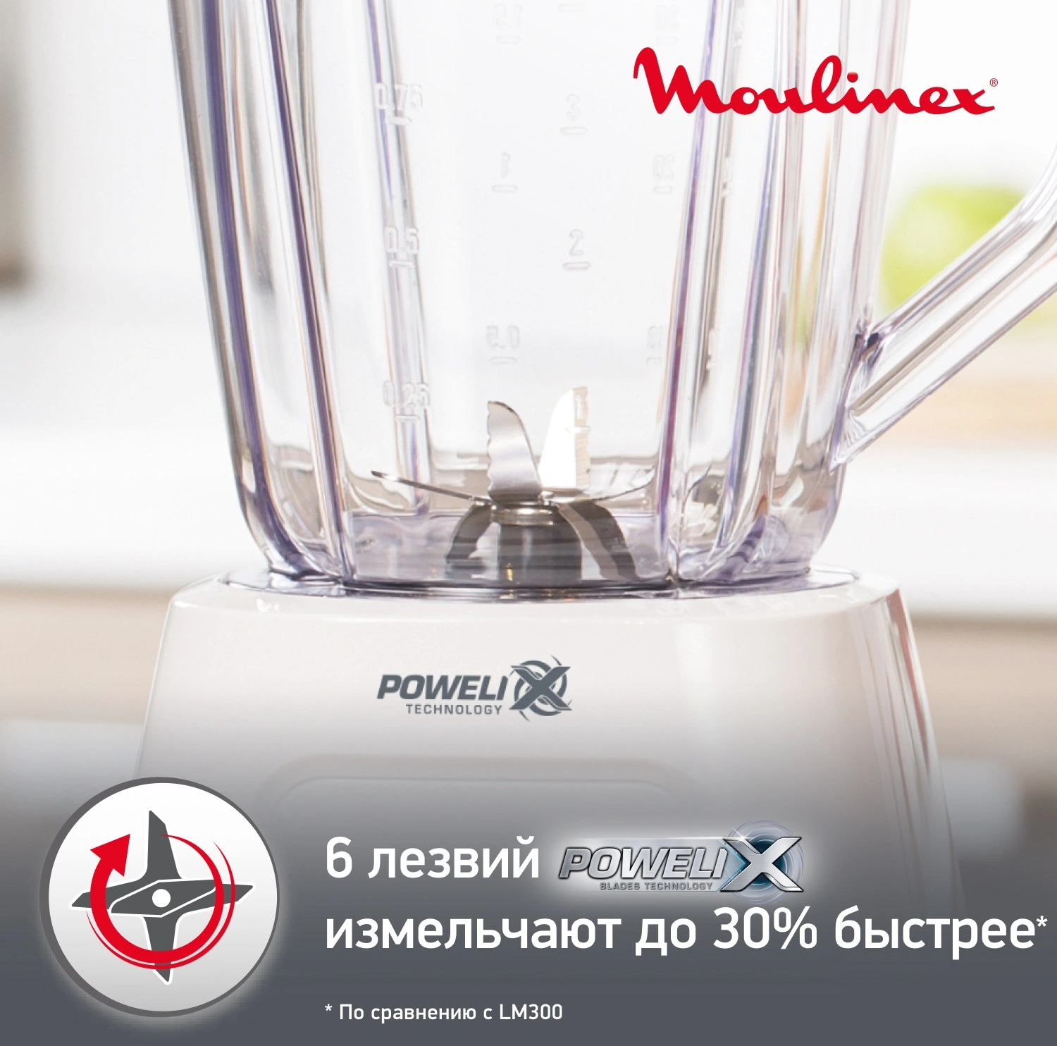 Блендер стационарный Moulinex Blendforce LM42Q110 600Вт белый — миниатюра 5