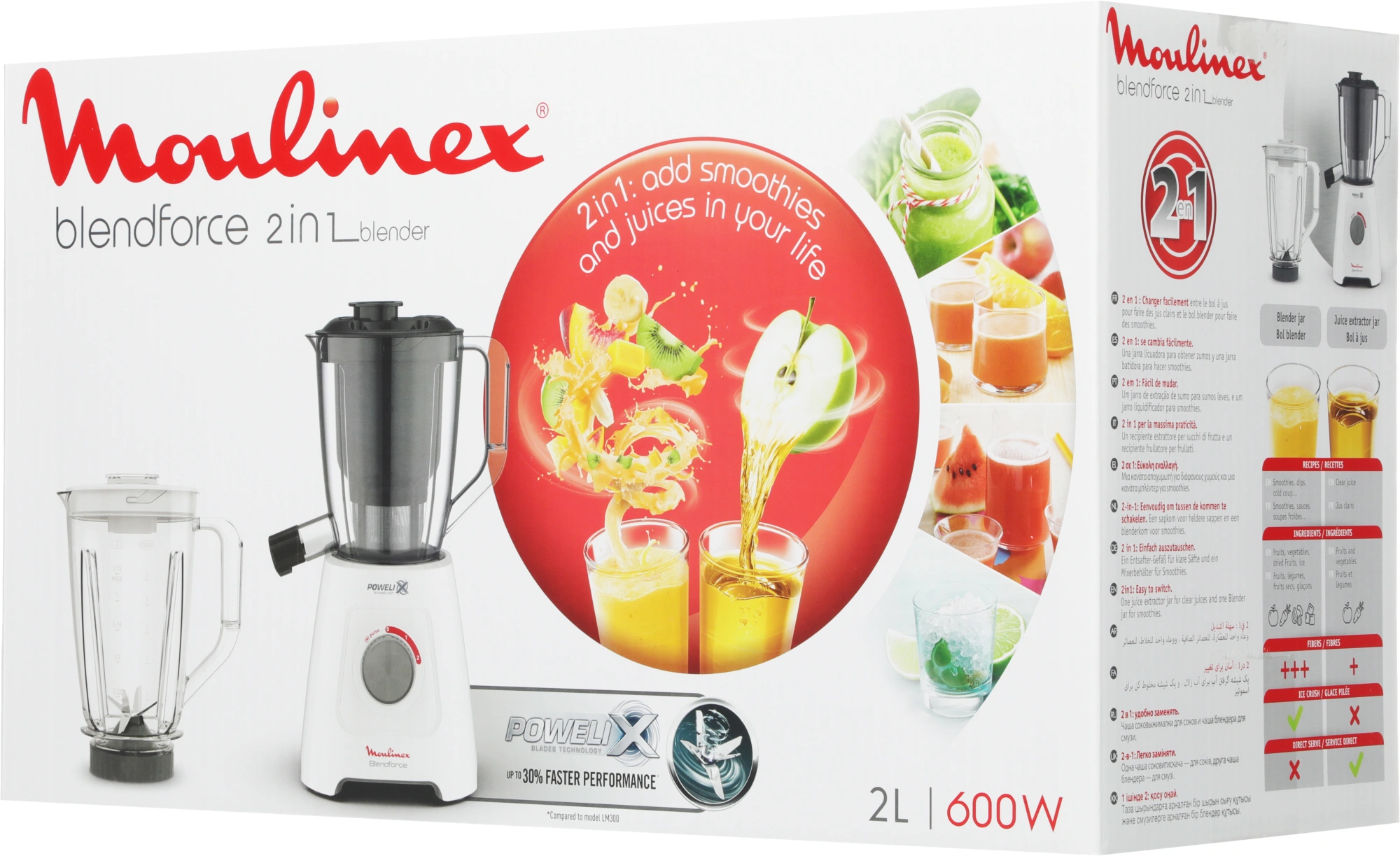 Блендер стационарный Moulinex Blendforce LM42Q110 600Вт белый — миниатюра 27