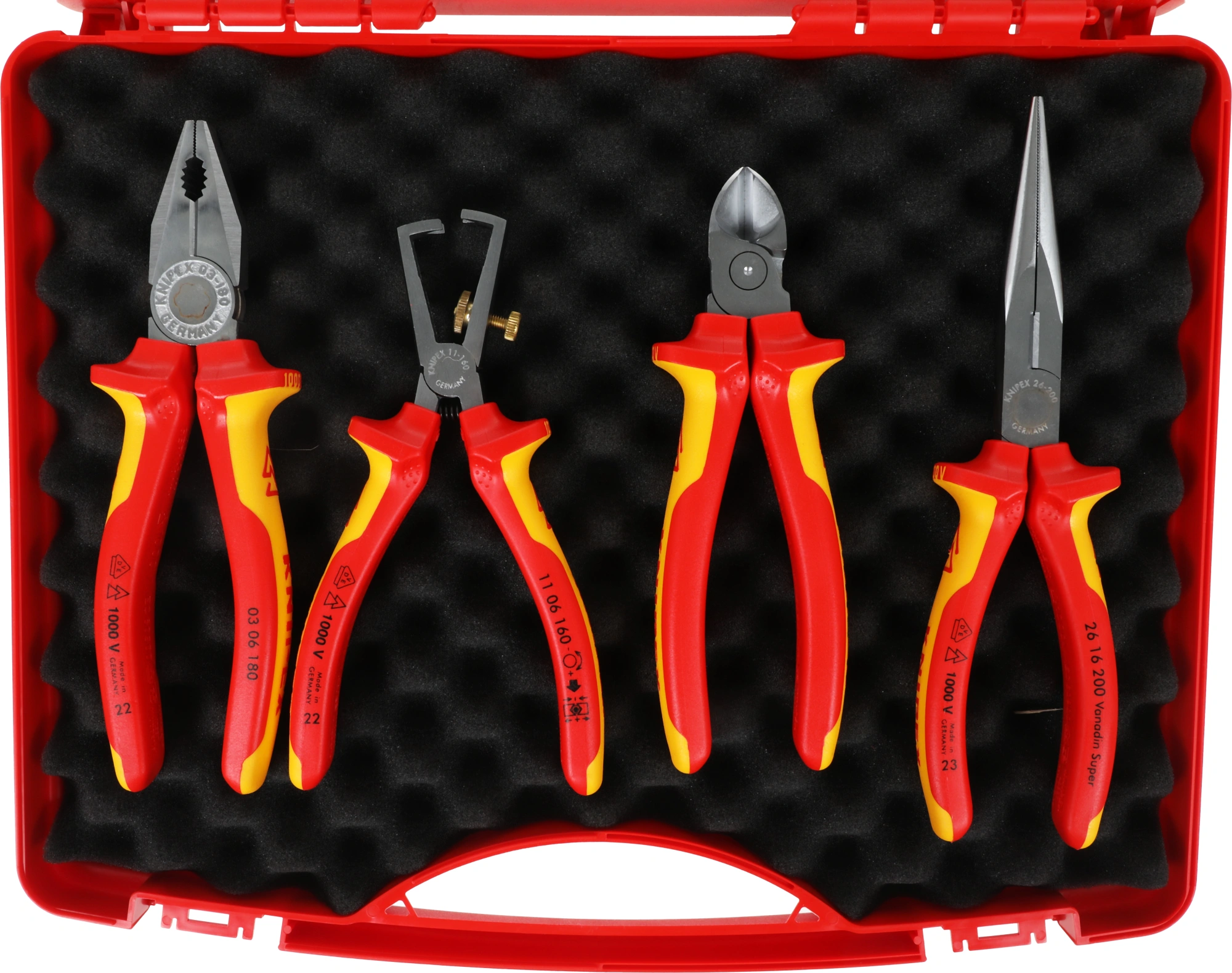 Набор инструментов Knipex KN-002015 4 предмета диэлектр.покр. (жесткий кейс) — миниатюра 4
