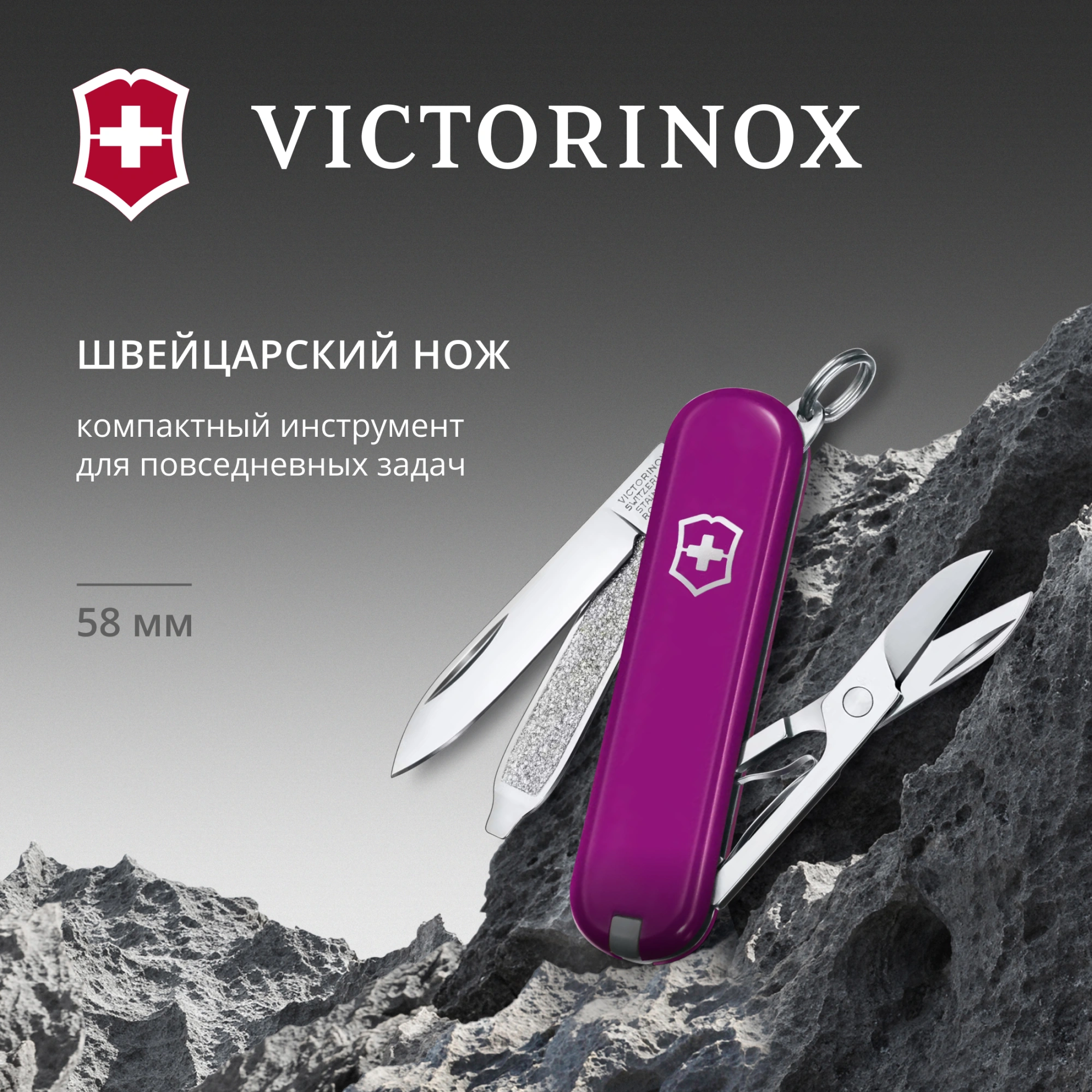 Нож перочинный Victorinox Classic SD Tasty Grape (0.6223.52G) 58мм 7функц. подар.коробка — миниатюра 5