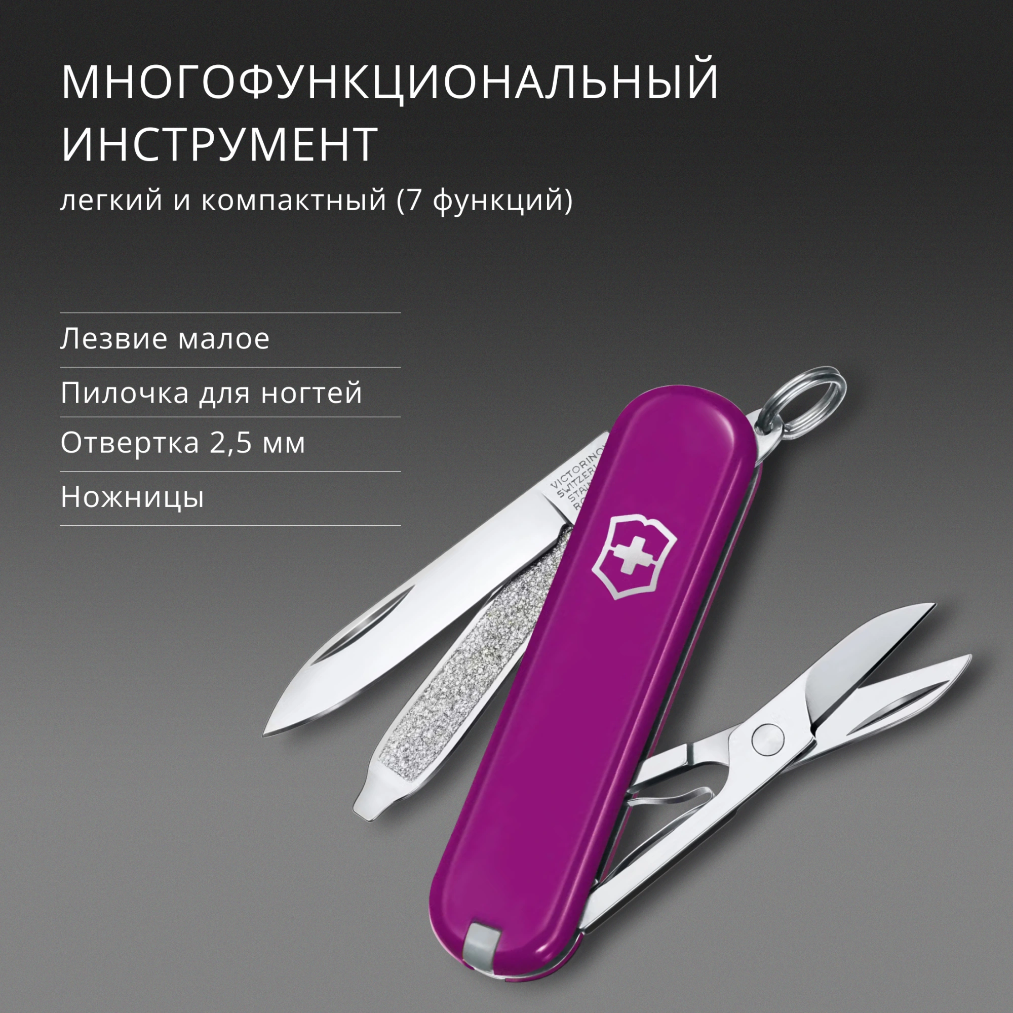 Нож перочинный Victorinox Classic SD Tasty Grape (0.6223.52G) 58мм 7функц. подар.коробка — миниатюра 8
