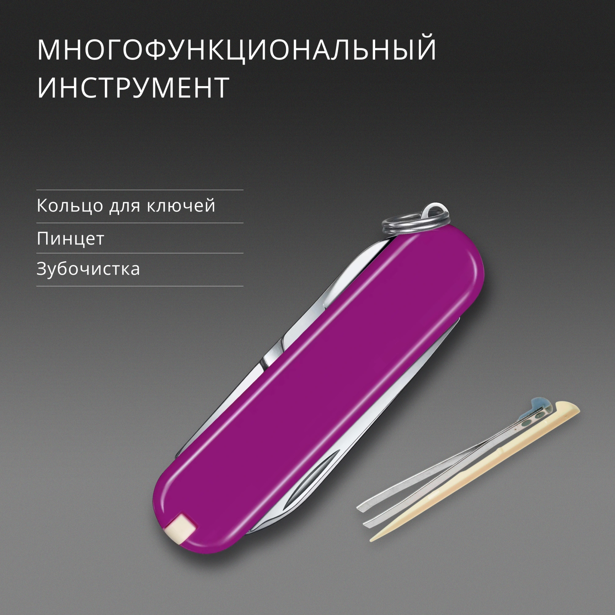 Нож перочинный Victorinox Classic SD Tasty Grape (0.6223.52G) 58мм 7функц. подар.коробка — миниатюра 9