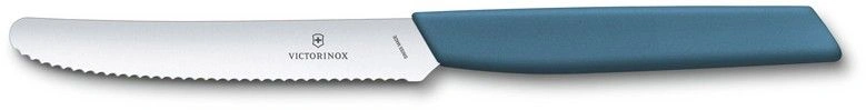 Нож кухонный Victorinox Swiss Modern (6.9006.11W2) стальной столовый для томатов лезв.110мм серрейт. заточка синий — миниатюра 2