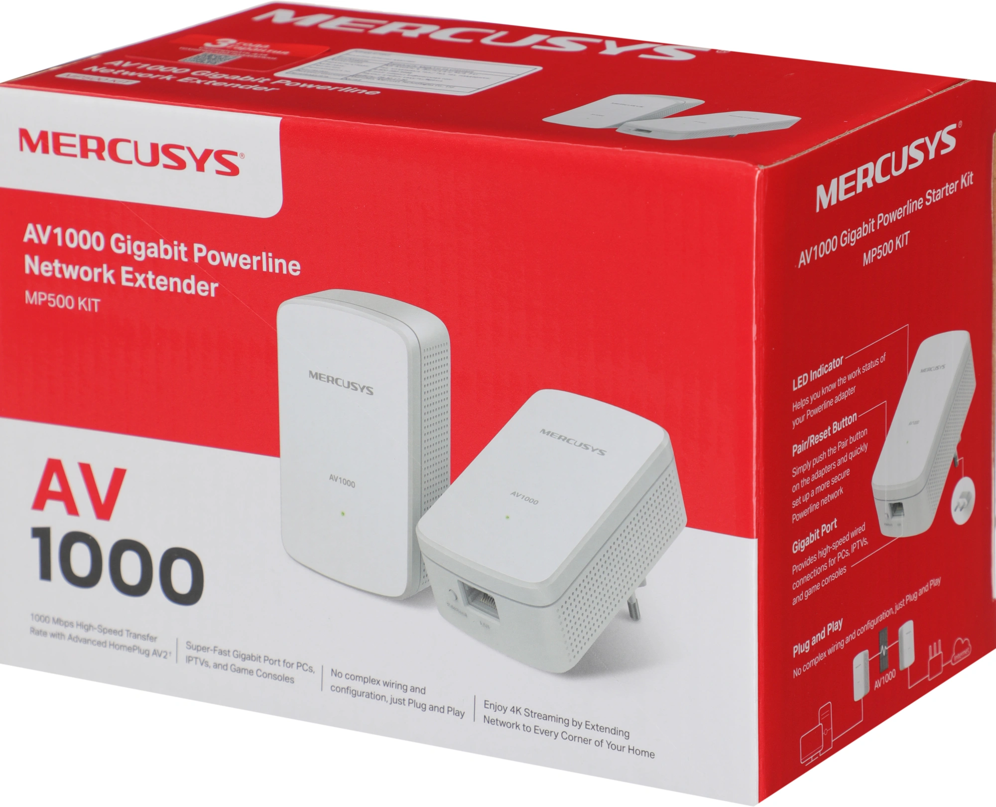 Сетевой адаптер HomePlug AV Mercusys MP500 KIT AV1000 Gigabit Ethernet (упак.:2шт) — миниатюра 10
