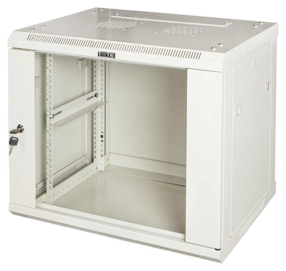 Шкаф коммутационный Lanmaster (TWT-CBWPG-18U-6X8-GY) настенный 18U 600x800мм пер.дв.стекл задн.дв.спл.стал.лист 60кг серый 700мм 45кг 902мм IP20 металл