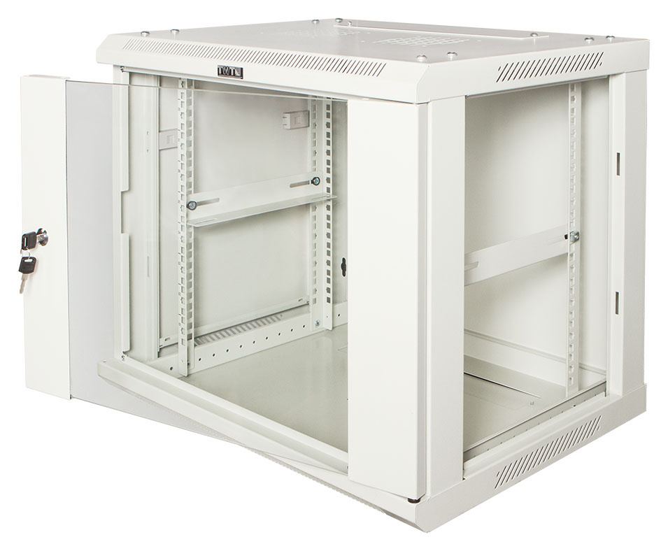 Шкаф коммутационный Lanmaster (TWT-CBWPG-18U-6X8-GY) настенный 18U 600x800мм пер.дв.стекл задн.дв.спл.стал.лист 60кг серый 700мм 45кг 902мм IP20 металл — миниатюра 2