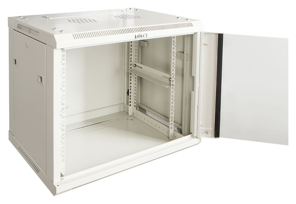 Шкаф коммутационный Lanmaster (TWT-CBWPG-18U-6X8-GY) настенный 18U 600x800мм пер.дв.стекл задн.дв.спл.стал.лист 60кг серый 700мм 45кг 902мм IP20 металл — миниатюра 3