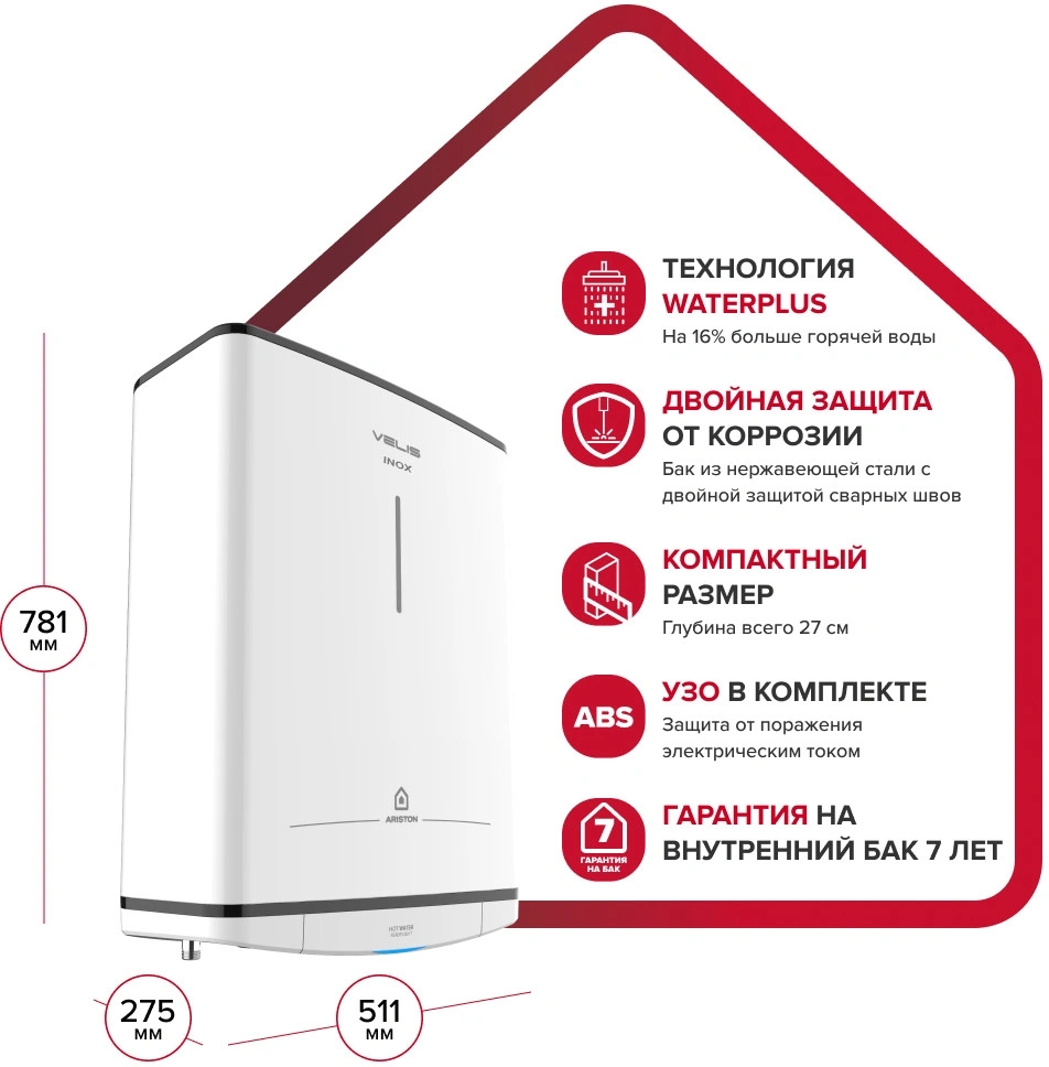 Водонагреватель Ariston Velis Tech Inox R ABS 50 2кВт 50л электрический настенный/белый — миниатюра 6
