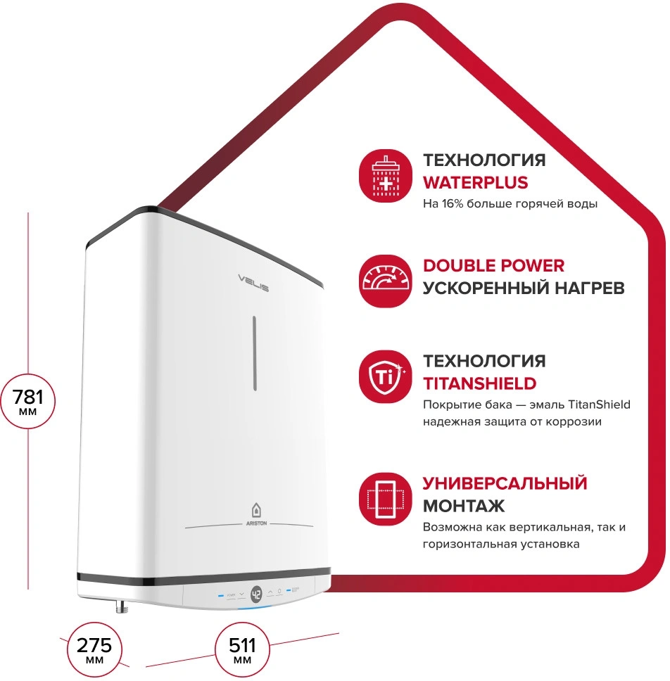 Водонагреватель Ariston Velis Tech PW ABSE 50 2.5кВт 50л электрический настенный/белый — миниатюра 5