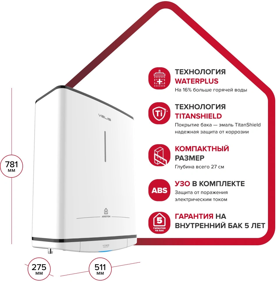 Водонагреватель Ariston Velis Tech R ABS 50 2кВт 50л электрический настенный/белый — миниатюра 6
