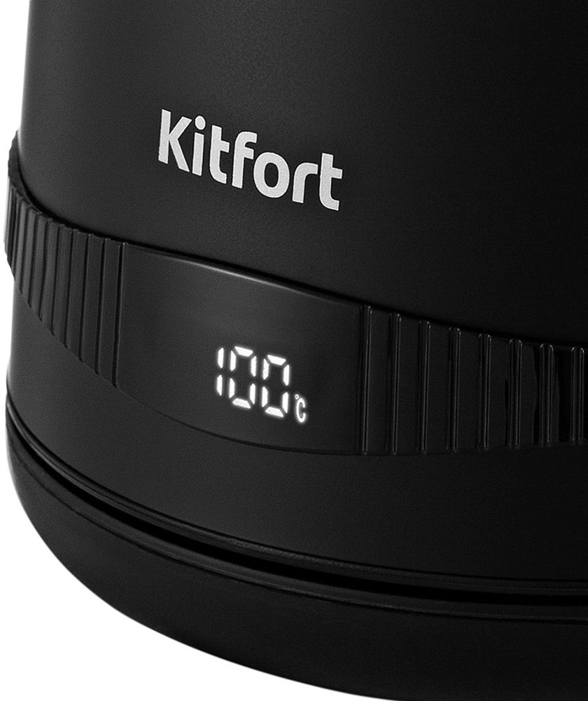 Чайник электрический Kitfort КТ-6121-1 1.7л. 2200Вт черный корпус: металл/пластик — миниатюра 2