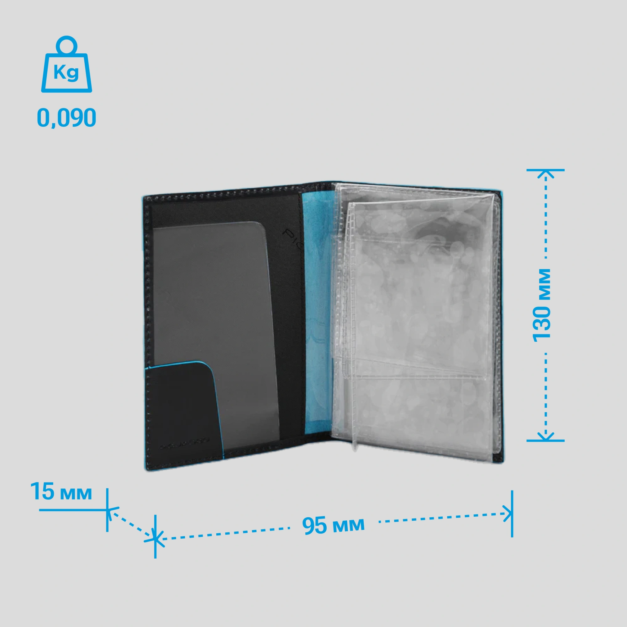 Обложка для документов Piquadro Blue Square PP5256B2/N черный натур.кожа — миниатюра 3