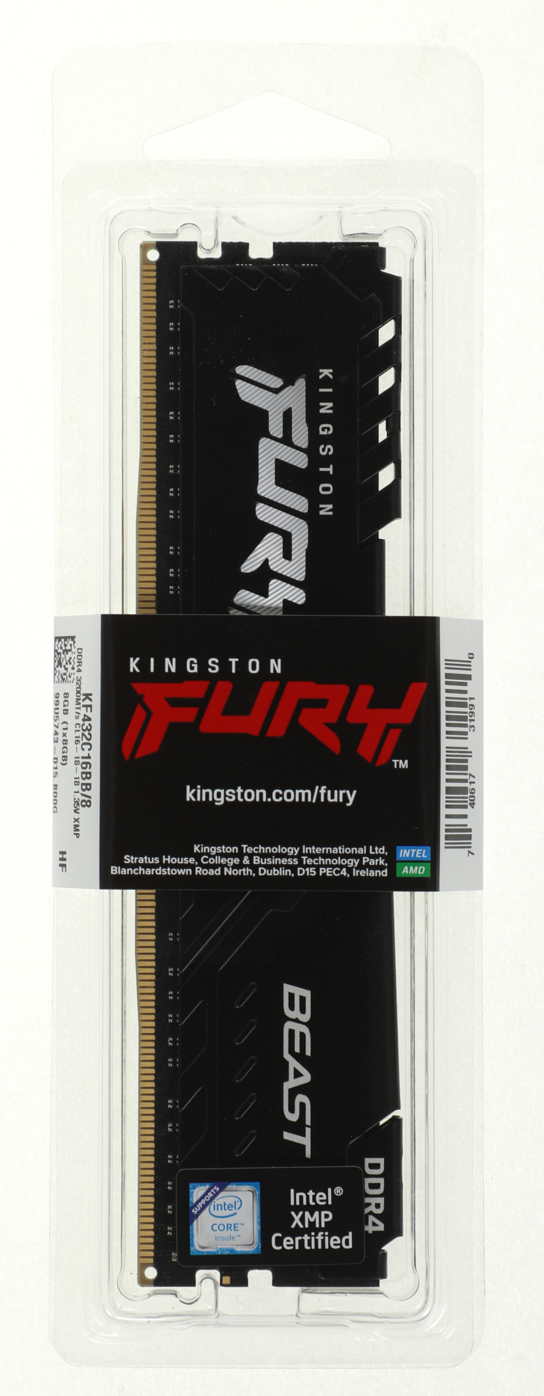 Память DDR4 8GB 3200MHz Kingston KF432C16BB/8 Fury Beast Black RTL Gaming PC4-25600 CL16 DIMM UDIMM 288-pin 1.35В single rank с радиатором Ret — миниатюра 5