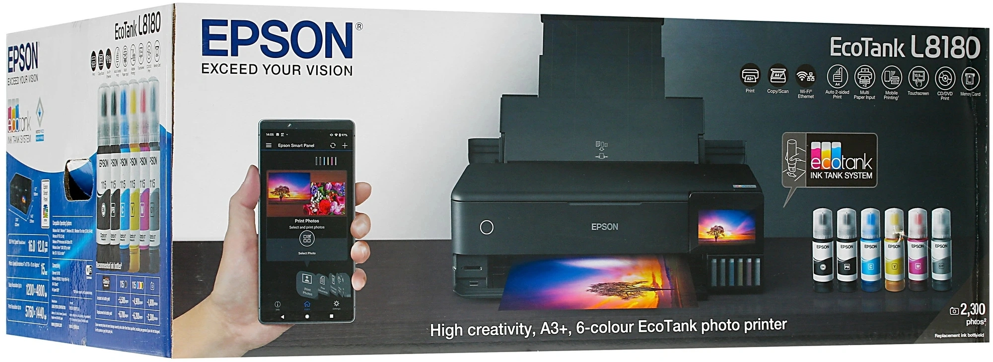 МФУ струйный Epson L8180 (C11CJ21403/402/504/502) A3 Duplex Net WiFi черный — миниатюра 9