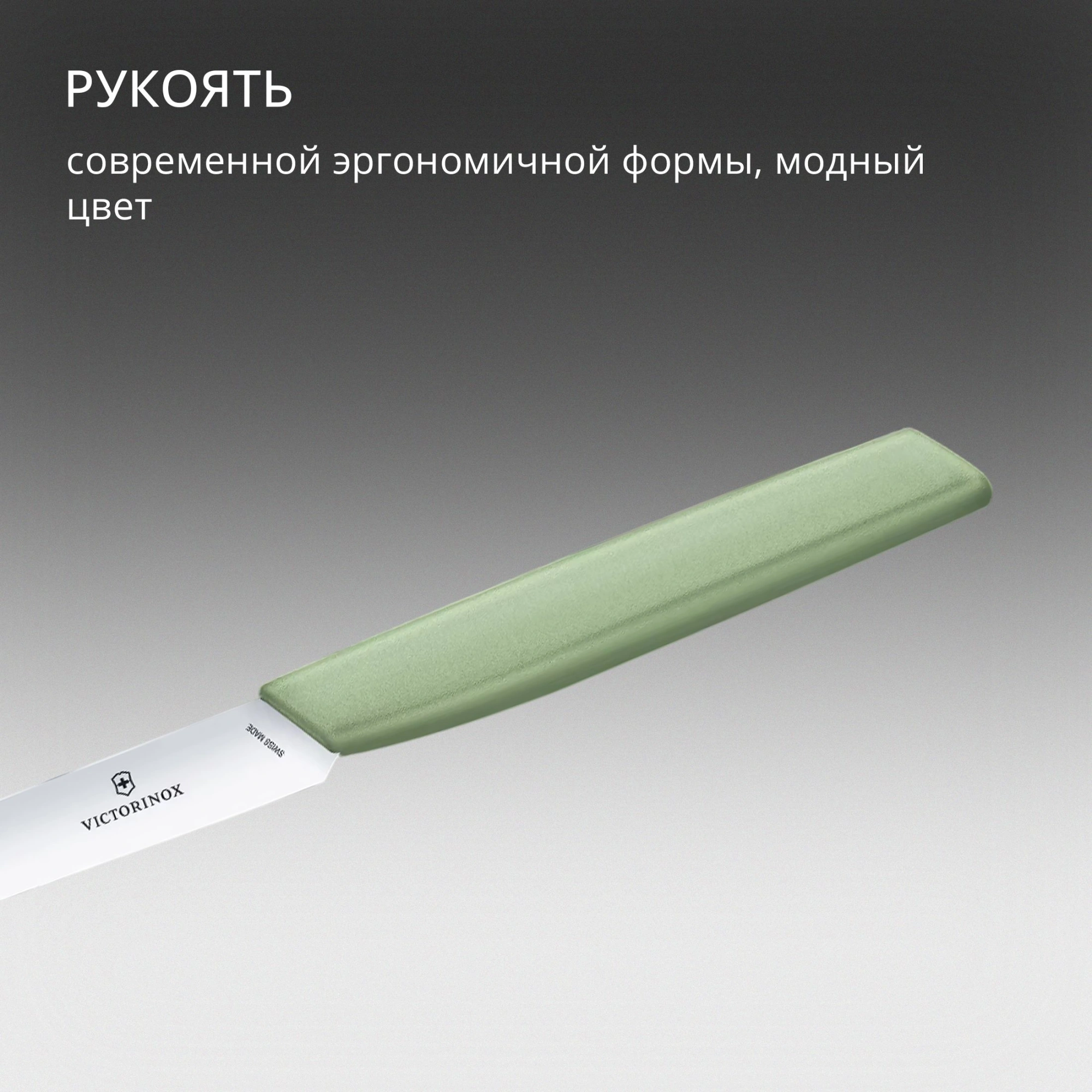 Нож кухонный Victorinox Swiss Modern (6.9006.1042) стальной универсальный лезв.100мм прямая заточка зеленый — миниатюра 8