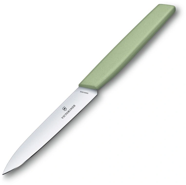 Нож кухонный Victorinox Swiss Modern (6.9006.1042) стальной универсальный лезв.100мм прямая заточка зеленый — миниатюра 3