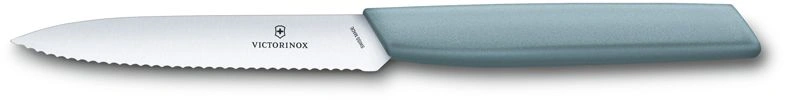 Нож кухонный Victorinox Swiss Modern (6.9006.10W21) стальной универсальный лезв.100мм серрейт. заточка голубой
