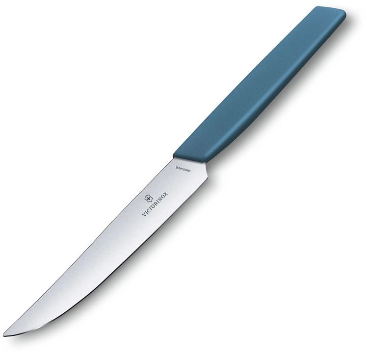 Нож кухонный Victorinox Swiss Modern (6.9006.122) стальной столовый для стейка лезв.120мм прямая заточка синий — миниатюра 3