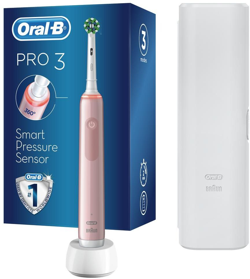 Зубная щетка электрическая Oral-B Pro 3/D505.513.3X розовый — миниатюра 2