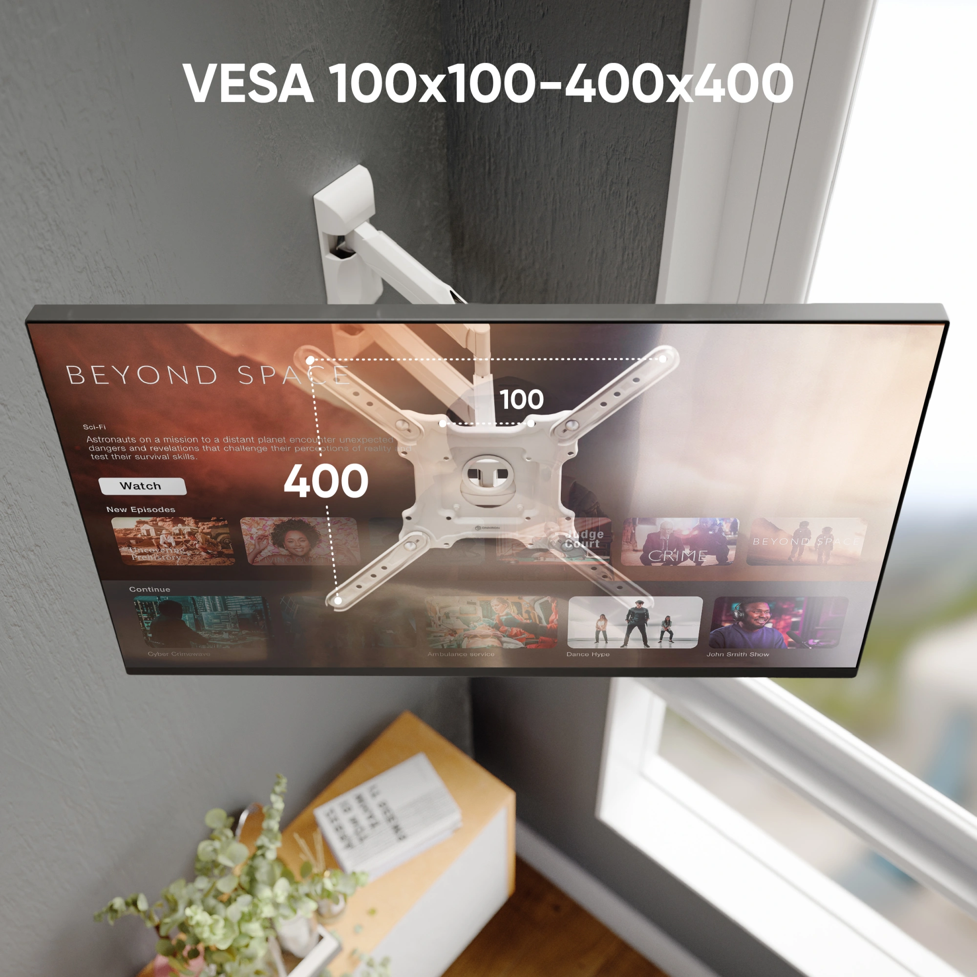 Кронштейн для телевизора Onkron M4 белый 32"-65" макс.35кг настенный поворот и наклон — миниатюра 4
