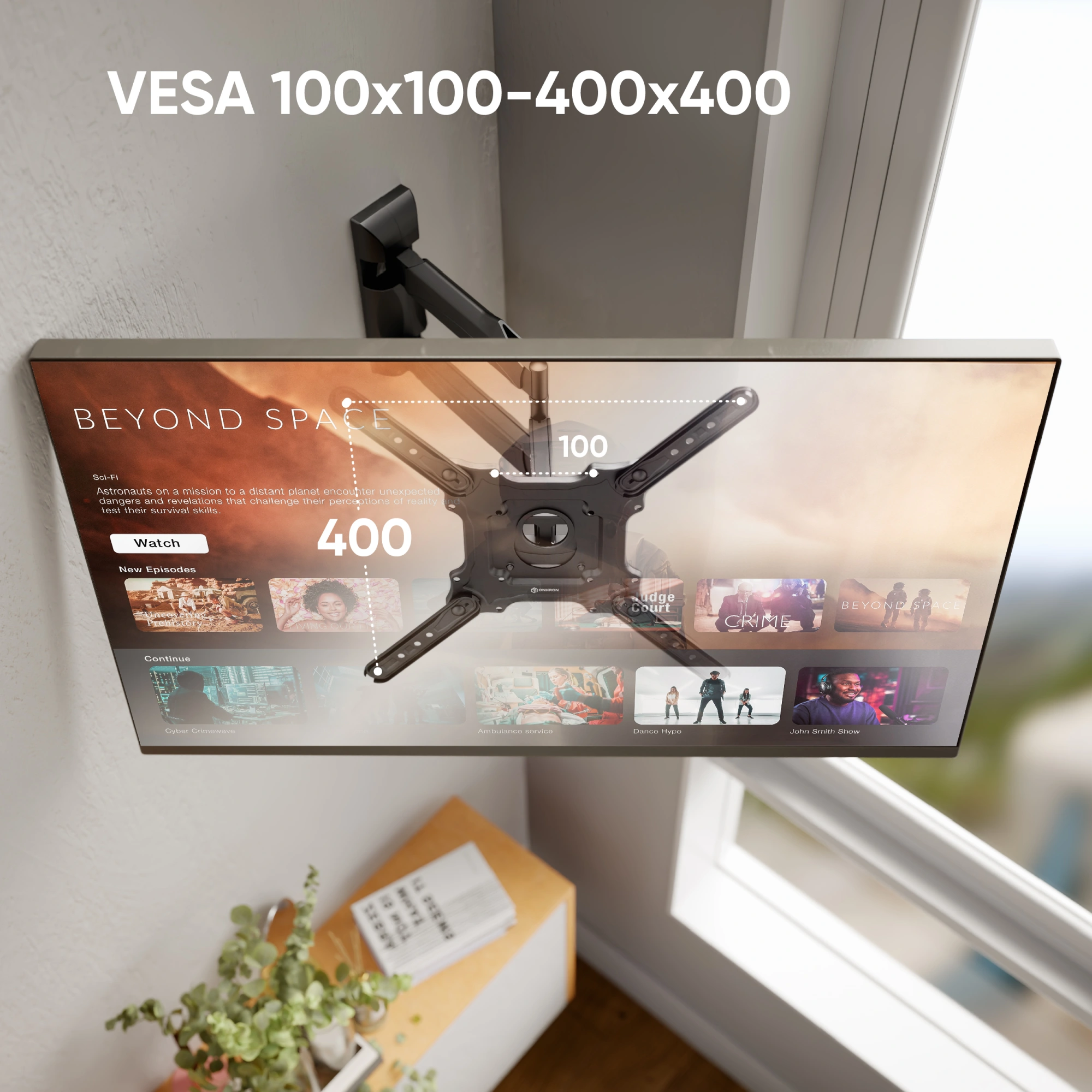 Кронштейн для телевизора Onkron M4 черный 32"-65" макс.35кг настенный поворот и наклон — миниатюра 4