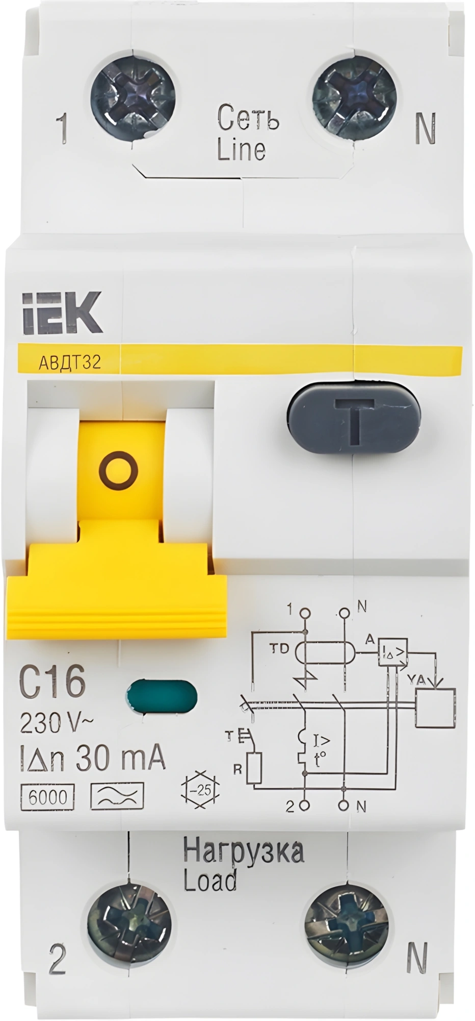 Выключатель автом. дифф. тока IEK MAD22-5-016-C-30 АВДТ 32 16A тип C 6kA 30мА A 1П+Н 230В 2мод белый (упак.:1шт) — миниатюра 2