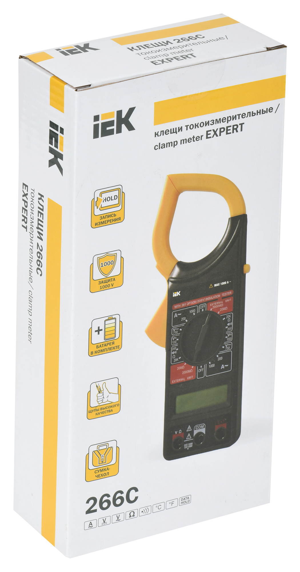 Клещи токоизмерительные IEK Expert 266C цифр. измер.ток:переменный черный/желтый (TCM-1C-266) — миниатюра 2