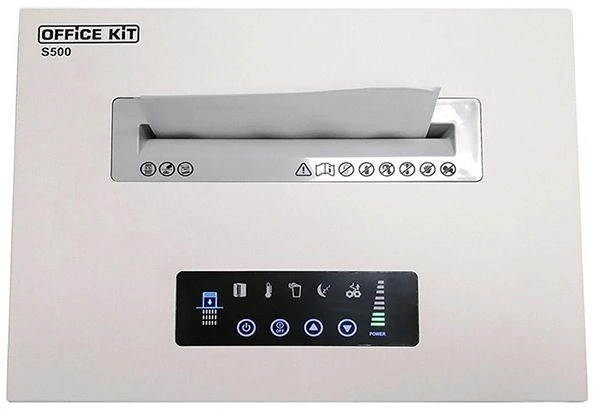 Шредер Office Kit S500 белый (секр.P-5) фрагменты 17лист. 50лтр. скрепки скобы пл.карты CD — миниатюра 5