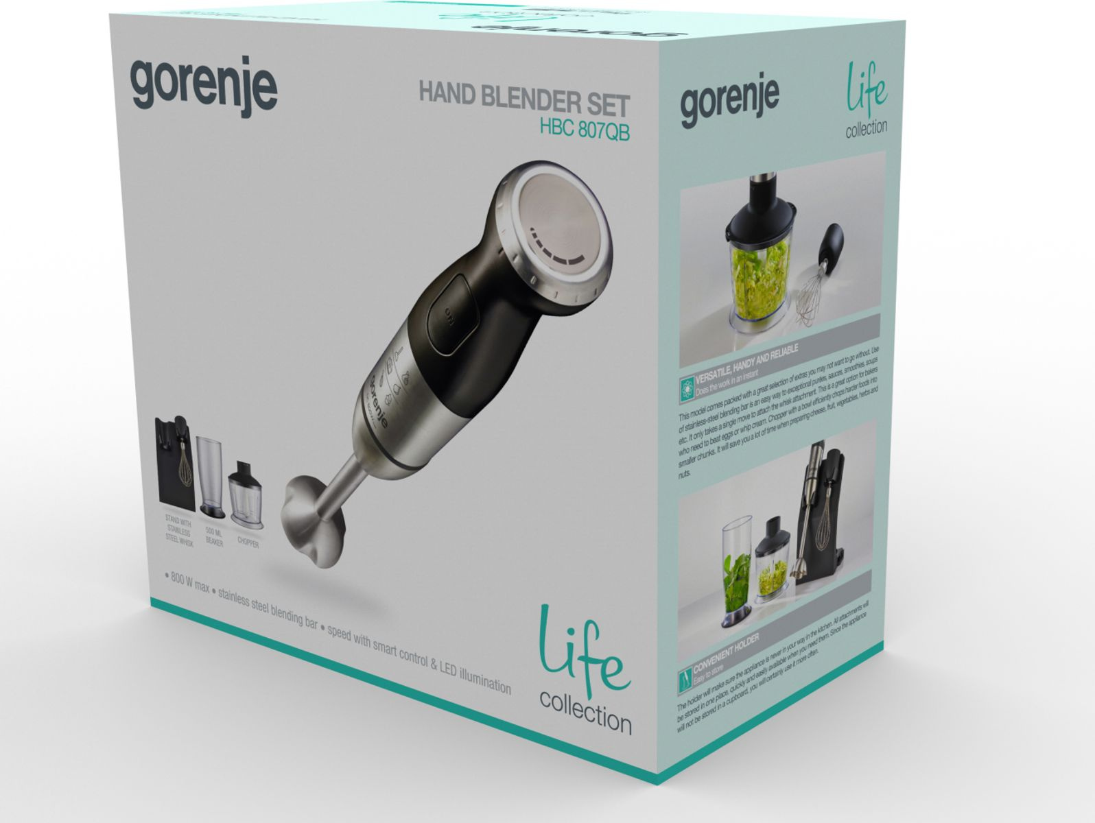 Блендер погружной Gorenje HBC807QB 800Вт черный — миниатюра 4