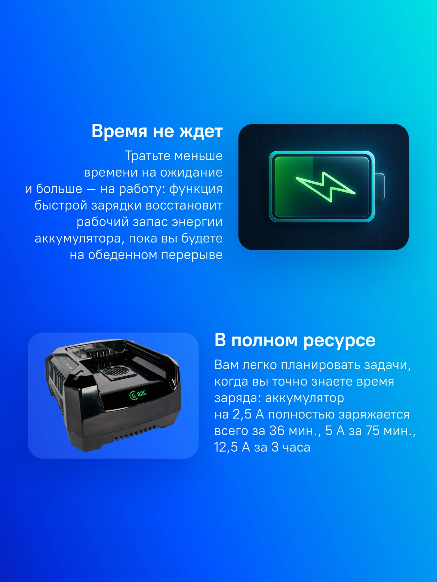 Зарядное устройство Greenworks GC82C (2914707) — миниатюра 9