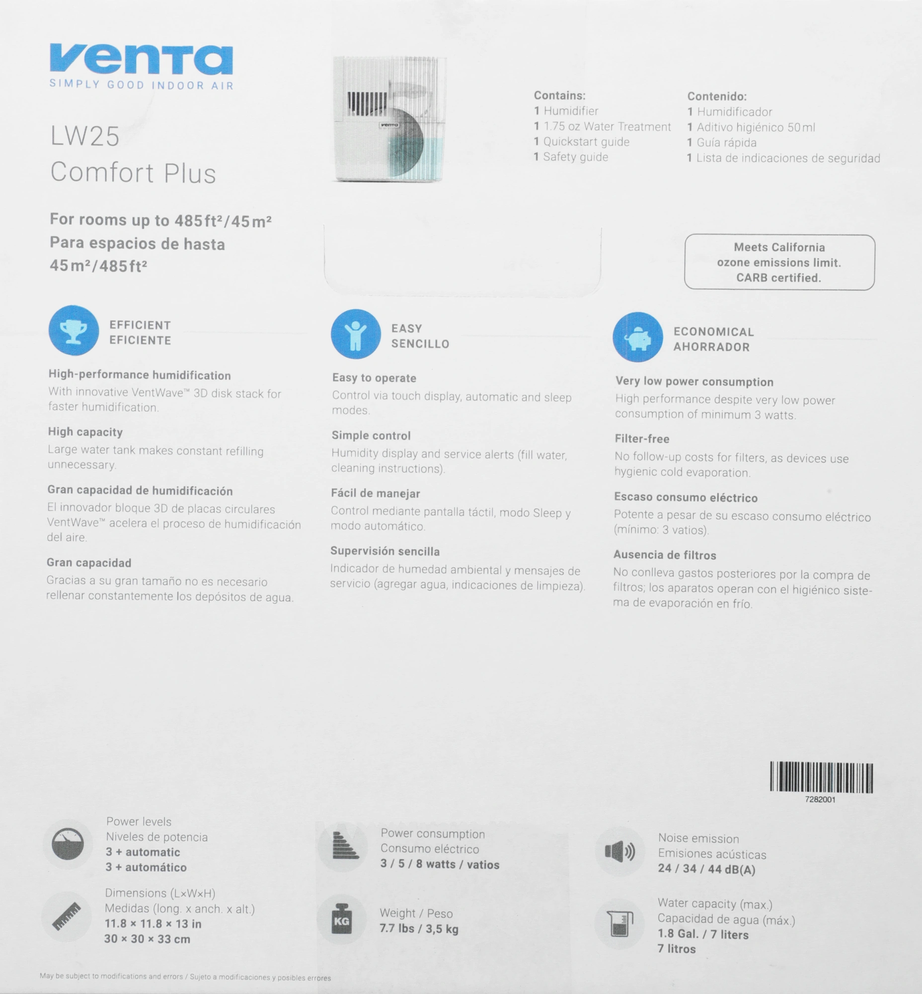 Мойка воздуха Venta Comfort plus LW25 8Вт белый (LW25 COMFORT PLUS WEISS) — миниатюра 14