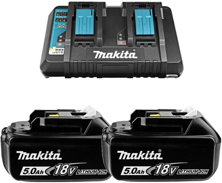 Батарея аккумуляторная Makita BL1850Bx2 LXT 18В 5Ач Li-Ion (З/У в компл.) (191L75-3) — фото 1