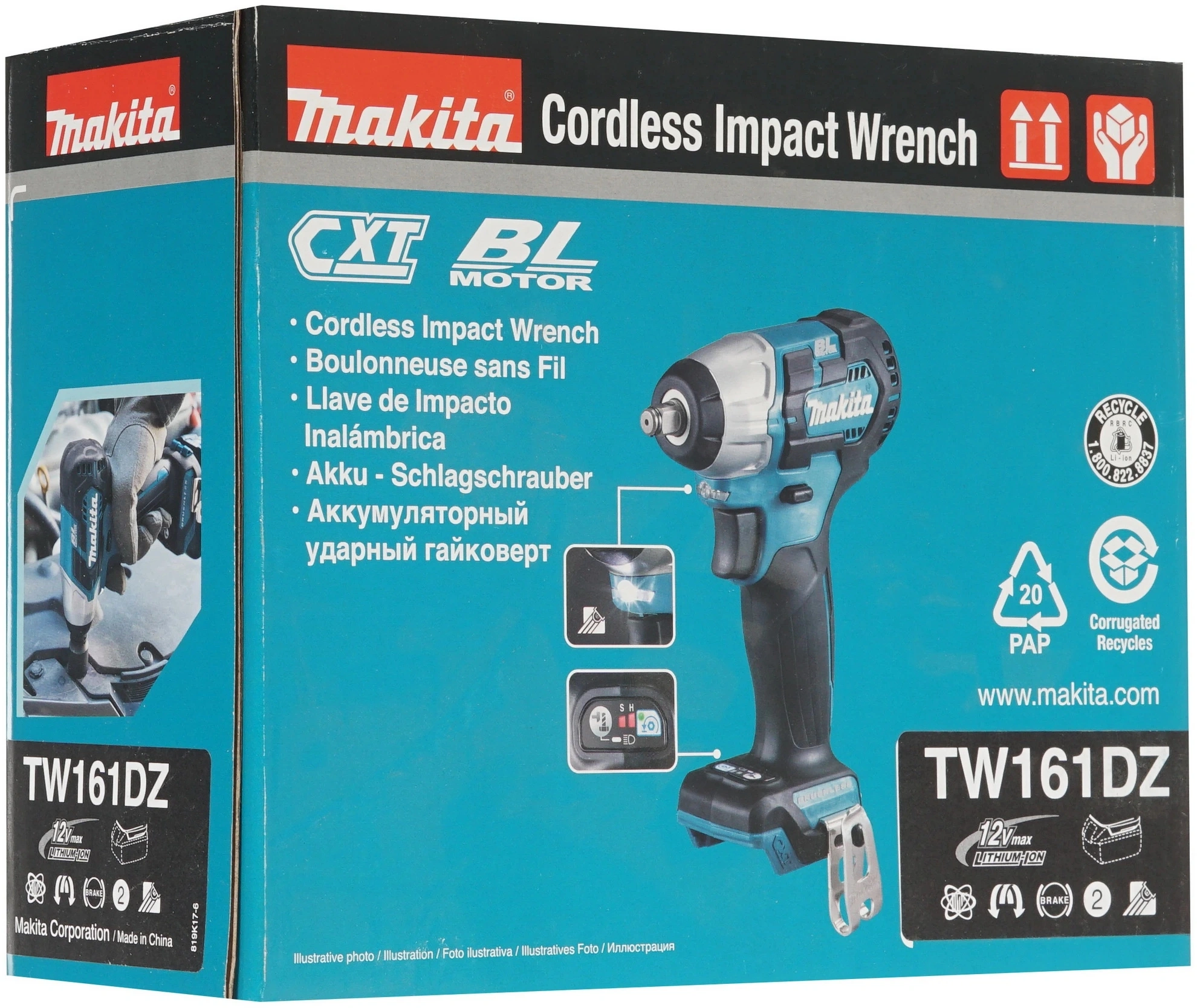 Гайковерт Makita TW161DZ аккум. патрон:квад.3/8" (кейс в комплекте) — миниатюра 8