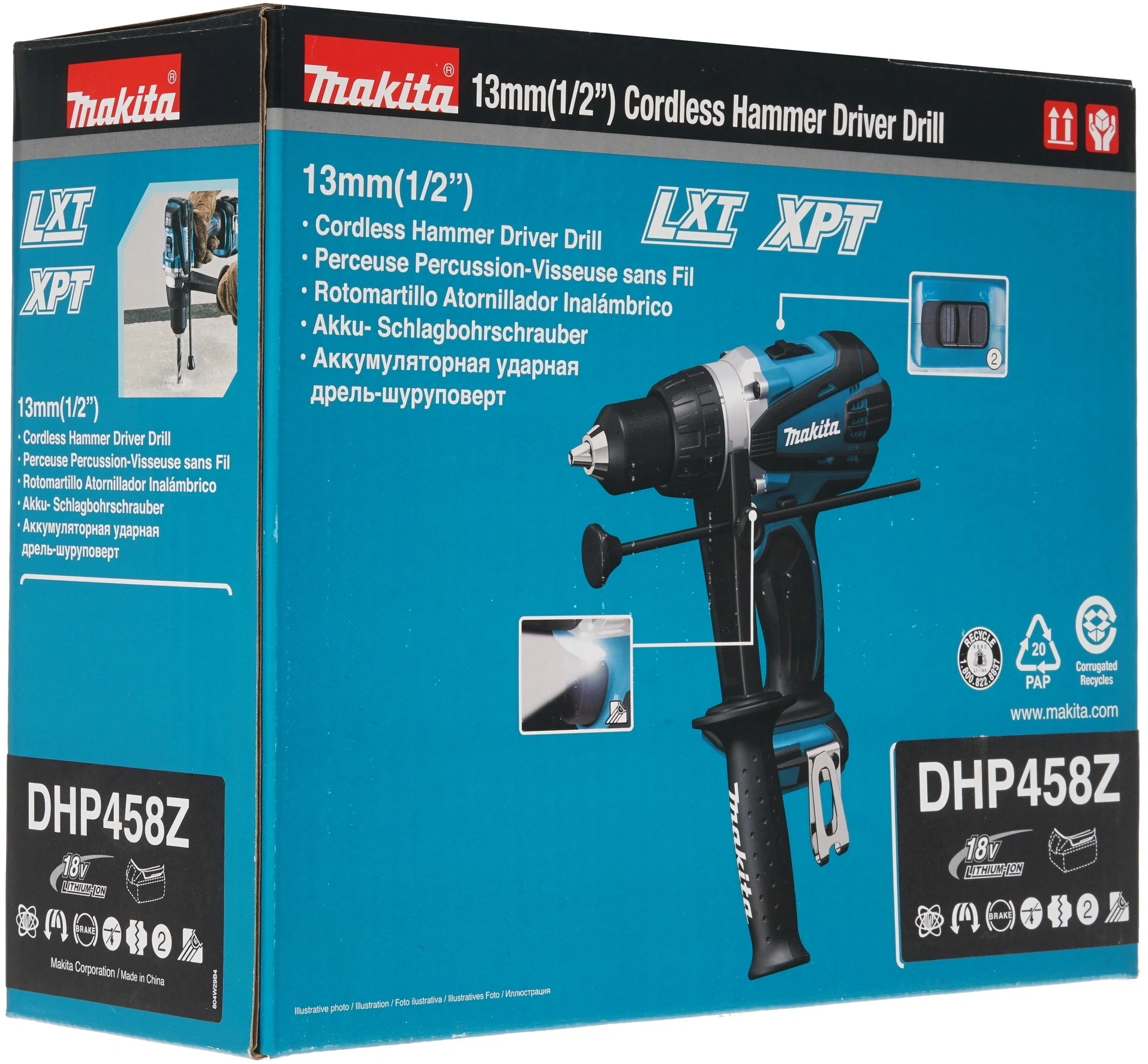 Дрель-шуруповерт Makita DHP458Z аккум. патрон:быстрозажимной — миниатюра 8
