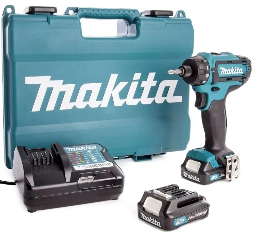 Дрель-шуруповерт Makita DF033DWAE аккум. патрон:шестигр.1/4" (кейс в комплекте) — миниатюра 2