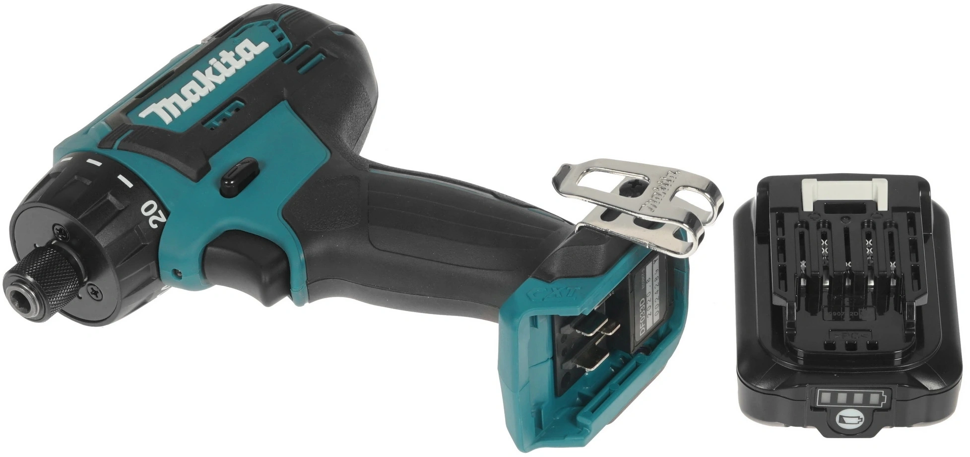 Дрель-шуруповерт Makita DF033DWAE аккум. патрон:шестигр.1/4" (кейс в комплекте) — миниатюра 6