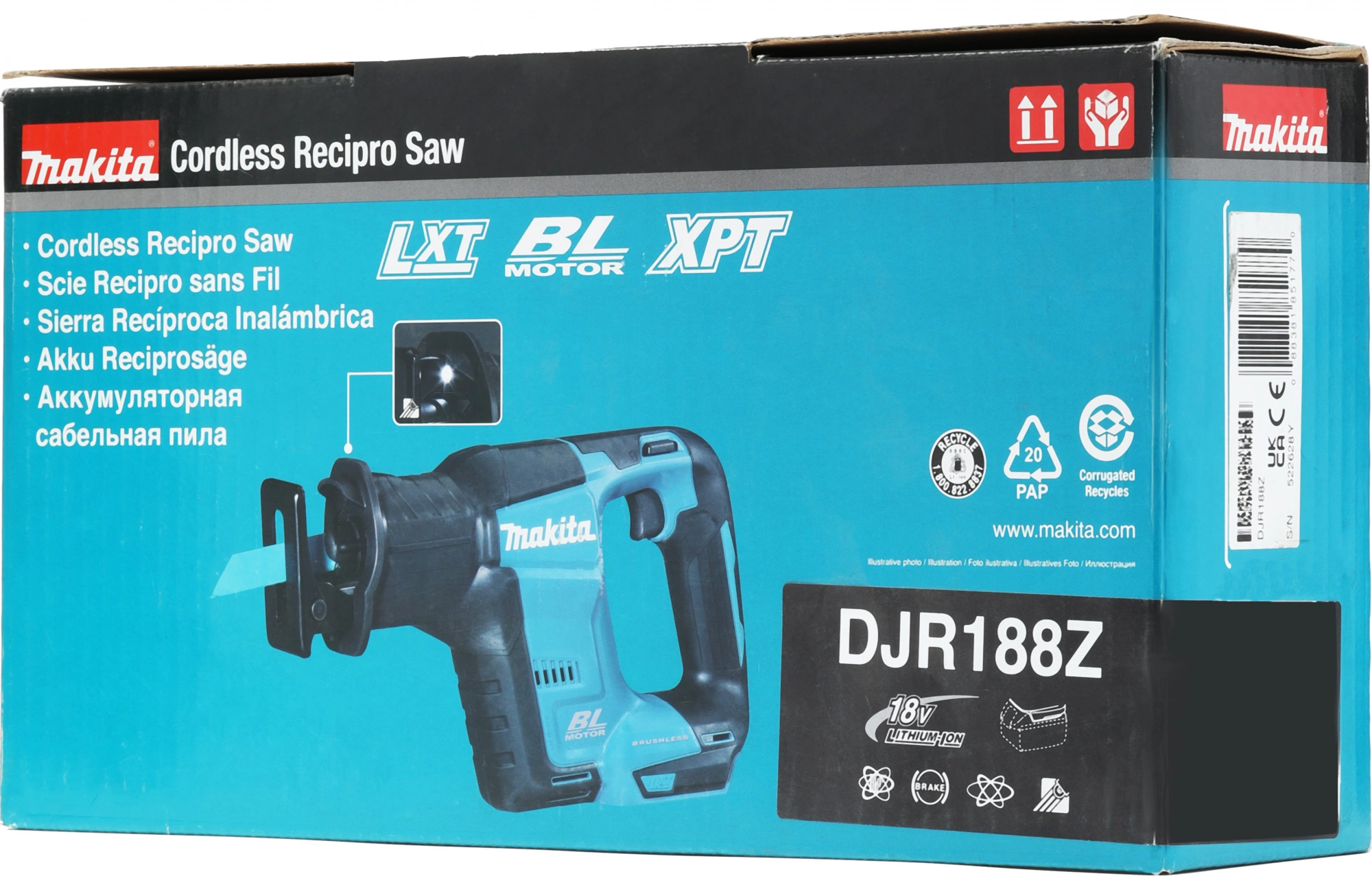 Сабельная пила Makita DJR188Z аккум. 3000ход/мин