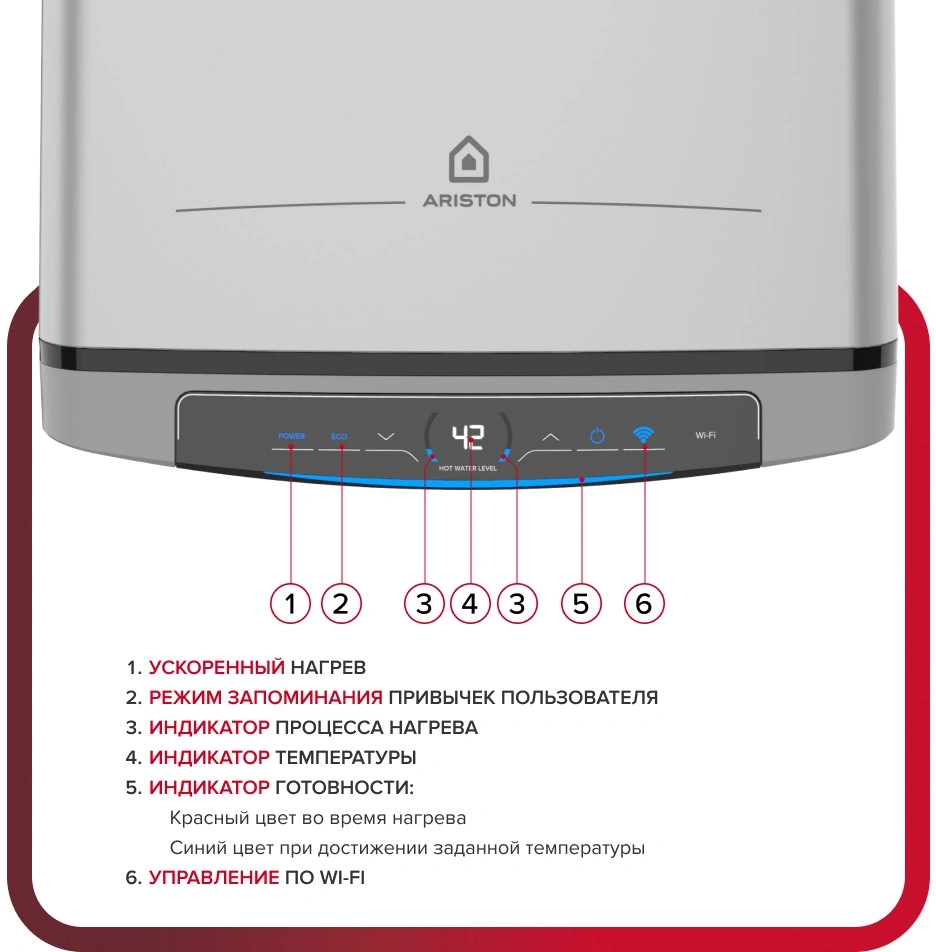 Водонагреватель Ariston Velis Lux Inox PW ABSE WIFI 50 2.5кВт 50л электрический настенный/серый — миниатюра 6