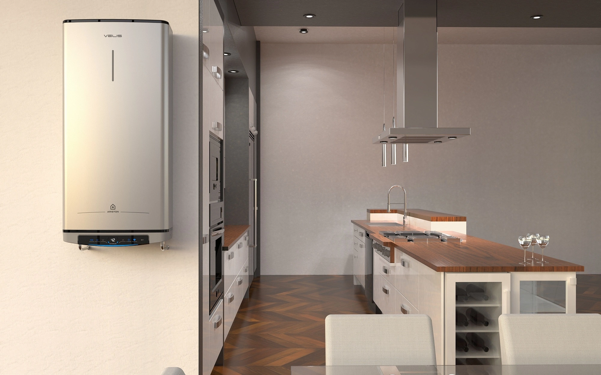 Водонагреватель Ariston Velis Lux Inox PW ABSE WIFI 50 2.5кВт 50л электрический настенный/серый — миниатюра 7