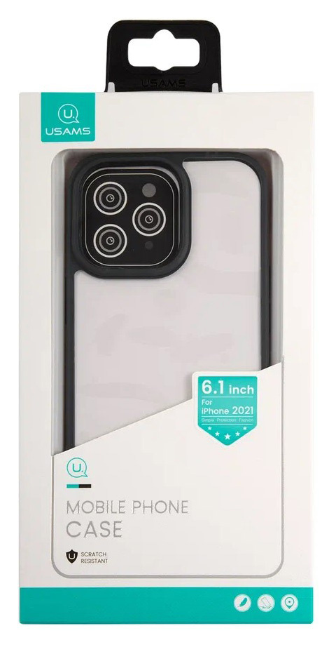 Чехол (клип-кейс) для Apple iPhone 13 Pro Usams US-BH770 прозрачный/черный (УТ000028119) — миниатюра 3