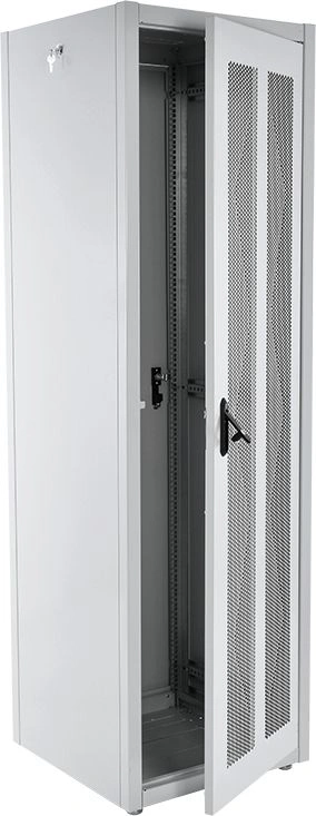 Шкаф серверный ЦМО (ШТК-Э-42.6.10-44АА) напольный 42U 600x1000мм пер.дв.перфор. задн.дв.перфор. 2 бок.пан. направл.под закл.гайки 710кг серый 915мм 95кг 180град. 1987мм IP20 сталь — миниатюра 10