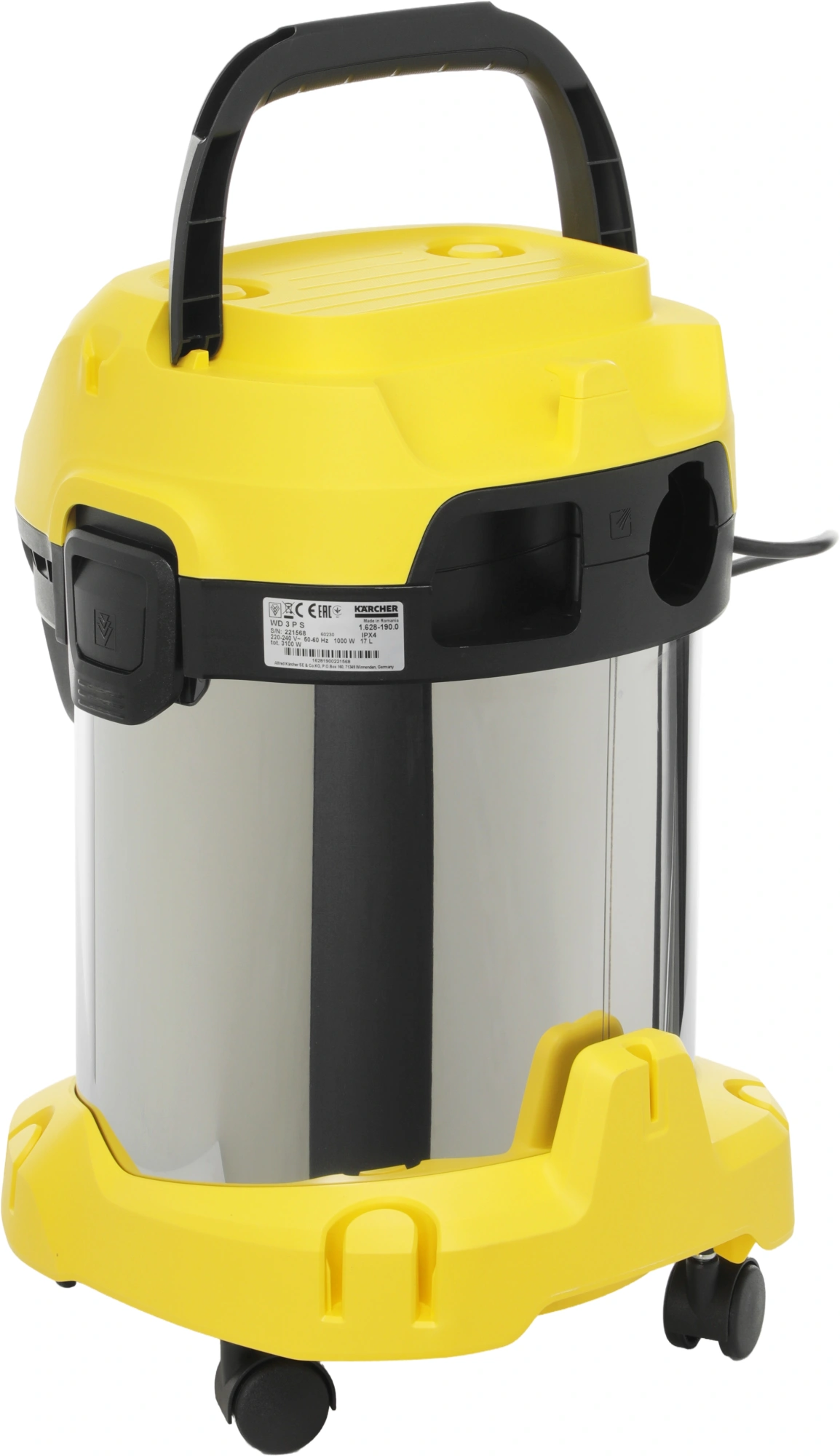 Строительный пылесос Karcher WD 3 P S V-17/4/20 1000Вт (уборка: сухая/влажная/выдув/сбор воды) желтый — миниатюра 15